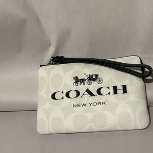 Coach Ivory Wristlet with Black Accents